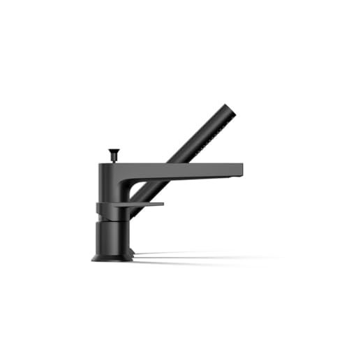 Grifería para baño Kohler modelo Taut, montaje en cubierta, acabado negro mate, con ducha manual y manija de palanca miniatura 5