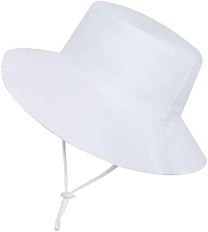 Baby Toddler Boy Bucket Hats Summer Sun Protective Kids Boys Beach Hats Wide Brim Outdoor Sun Hats for Baby Boys Girls Solid White 2-4 T