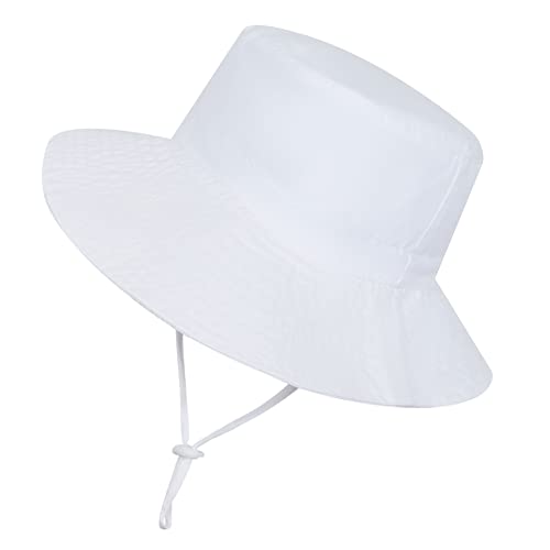 Baby Toddler Boy Bucket Hats Summer Sun Protective Kids Boys Beach Hats Wide Brim Outdoor Sun Hats For Baby Boys Girls Solid White 2-4 T #TOP21