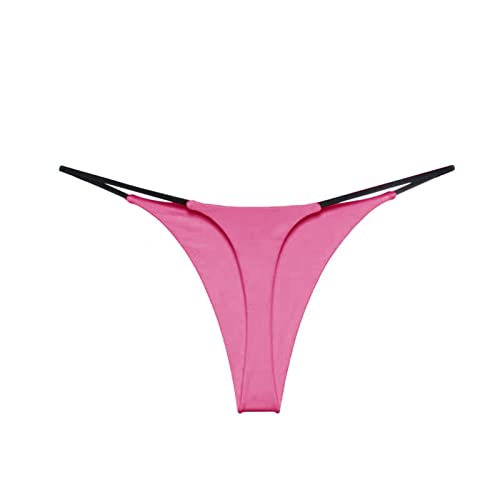 Generisch Bragas de tanga de doble correa para mujer, diseño en forma de T para transpirabilidad, Rosa intenso., L