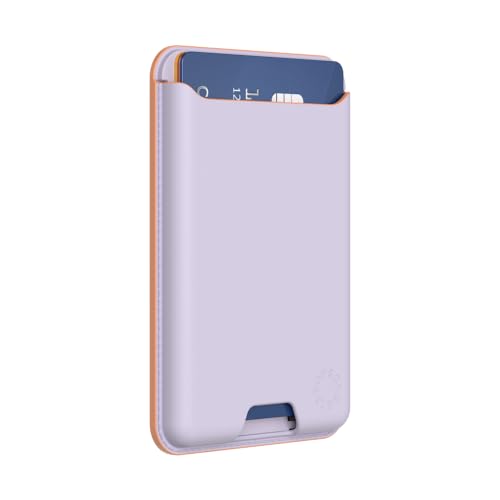 Image of PopSockets Phone Wallet Without Expanding Grip, Phone Card Holder, Wireless Charging Compatible, Wallet Compatible with MagSafe Vegan Leather- Lavender