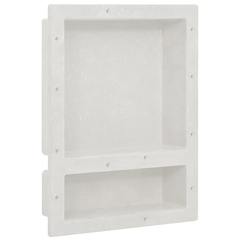 vidaXL Shower Niche with 2 Compartments - Matt White Finish - Durable SMC and Resin Bathroom Shelf - Compact Design