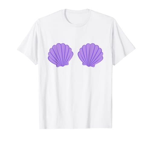 Mermaid Purple Seashell Bra Cartoon Graphic T-Shirt