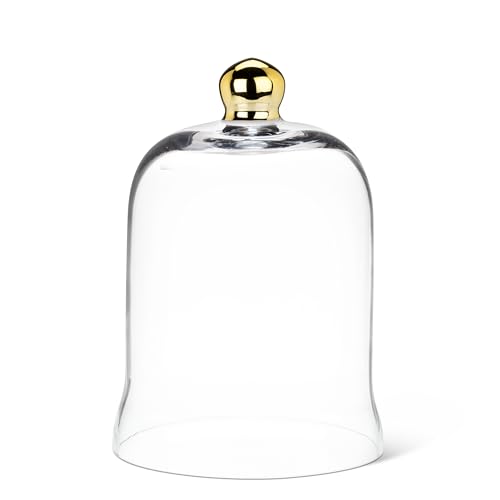 Abbott Collection Medium Bell Shaped Cloche with Gold Knob - Glass, Clear/Gold (7.5" H) by Abbott Collection - Used condition - US$28.78