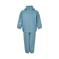 Celavi Unisex Kids Basic Recycle PU Rainwear Set, Smoke Blue, 140