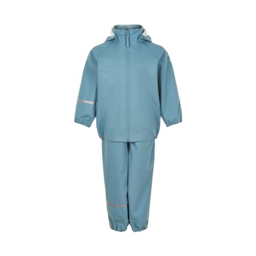 Celavi Unisex Kids Basic Recycle PU Rainwear Set, Smoke Blue, 140