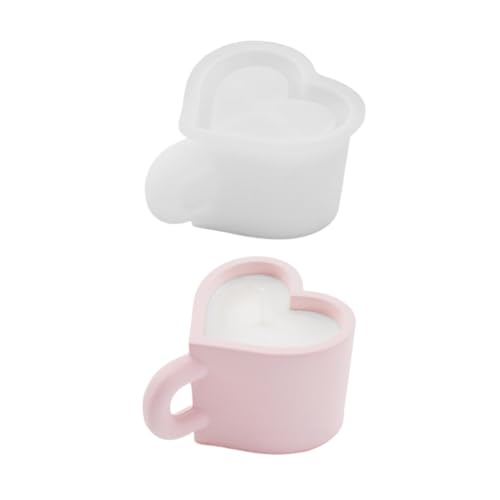 Multipurpose Silicone Mold Heart Teacup Shape Cement Moulds for Candle Cups