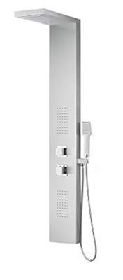ANZZI Expanse Full Body Massage 2 Jetted Shower Panel System, Waterfall Shower Head Multi Function Shower Tower, Brushed Steel Shower Panels with Jet and Rainfall and Handheld, SP-AZ041