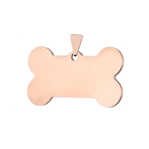 Stainless Steel Pet ID Tags Rose Gold Blank Charms Bone Dog ID Tags Pet Collar Name Accessories 1.5