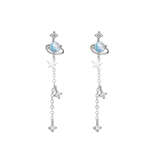 Boucles d'oreilles univers en argent sterling précieux et éclats de zircon