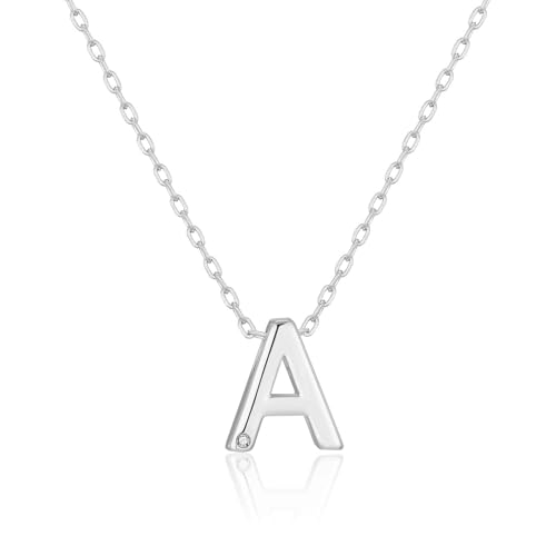 Silver Plated Letter A Necklace with Zirconia® Crystals by Philip Jones