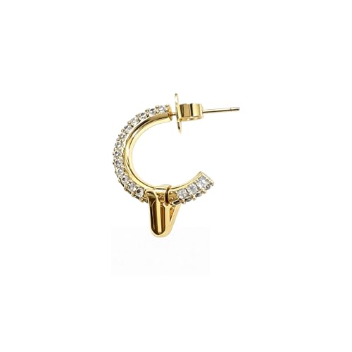 Paved Cubic Zirconia Statement Earrings, Hypoallergenic Luxury Fashion Earrings for Women，14K Gold Plated Letter Huggie Hoop Earrings,