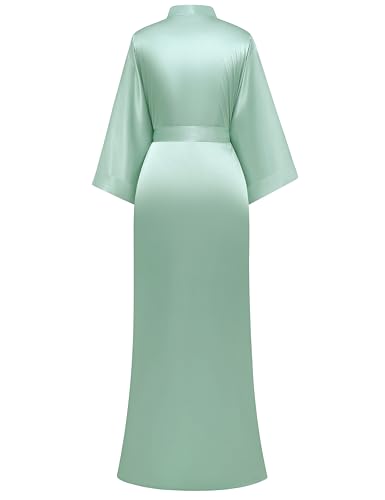 Image of PRODESIGN Satin Kimono Robe Women Long Silky Kimono Bathrobe Sleepwear Wedding Bridesmaid Robe