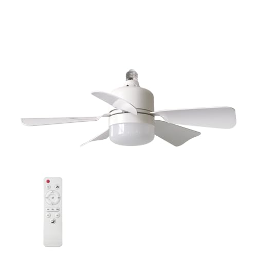 40cm E27 Ceiling Fans with Lights and Remote Control, 3 Speeds 3 Color Temperature Ceiling Fan Light Dimmable, 400r/Min 3000-6500k Quiet Ceiling Fan with 5 Blades, for Bedroom Living Room Home (white)