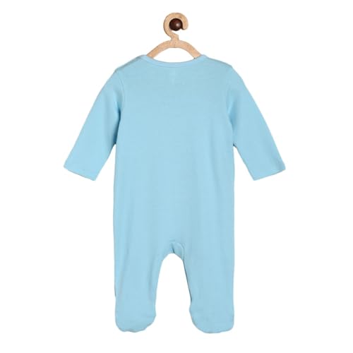 Image of miniklub Baby Front Open Long Sleeve Cotton Sleep Suit, Pack of 2 (Blue /White Color)