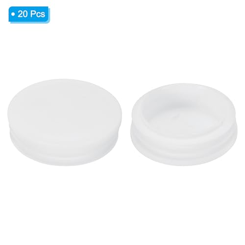 Image of PATIKIL 2 inch Plastic Tubing End Caps, 20Pcs Round Hole Plug Insert for Round Iron Pipe Chair Leg Table Bookshelves Patio Furniture, White