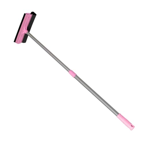 Bothyi Window Squeegee Cleaning Brush Double Sided Telescopic Pole Mirror Washer 2 in 1 Window Cleaner for Glass Dorm Tiles Bathroom, Pink