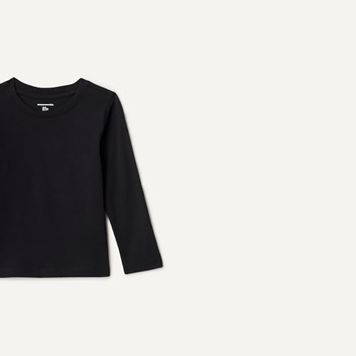 Amazon Essentials Camisetas Manga Larga Niño, Negro, 8 años