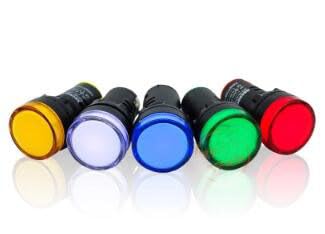 Yantinos 2 x AD16-22D/S Green/Yellow/White/Blue/Red LED Pilot Signal Light Panel Indicator Lamp 22mm DC 12V/24V AC220V/380V - (Color: Red, Specification: AC380V)