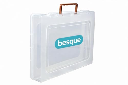 Image of Besque Multipurpose Plastic Rectangular Storage Box with Locks and Handle, Matte Finish for Saree, Laptop, Books