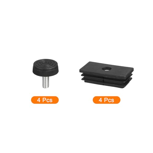 Image of uxcell 4 Set Leveling Feet, 30x60mm Plastic Adjustable Furniture Leg Leveling Rectangle Tube Insert Screw-in Glide Levelers Fit Hole 30mm for Table Chair Furniture, Black