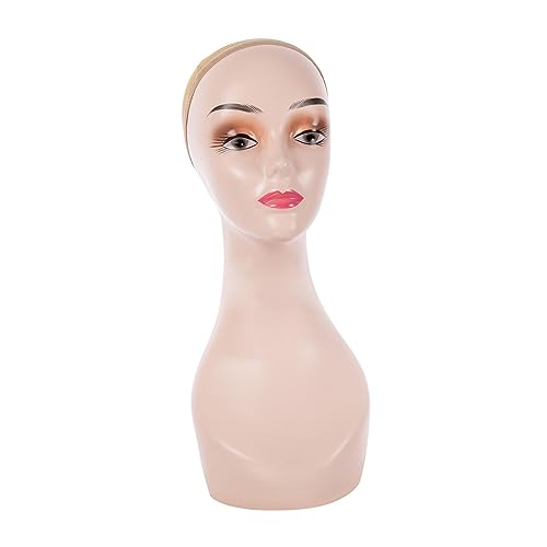 Présentoir perruque maquillage et mannequin tête femme pour agencement de vitrine de commerce