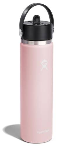 Image of Hydro Flask Water Bottle - Insulated Stainless Steel - 24 Oz Wide Flex Straw Cap Trillium - Wide Mouth Flex Straw Lid, Non Spill, Leakproof, and Refillable in 24 Oz Trillium