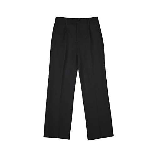 Men Pendant Loose Straight Wide Leg Suit Pants Solid Dress Pants Flat Front Classic Fit Business Stretch Pant