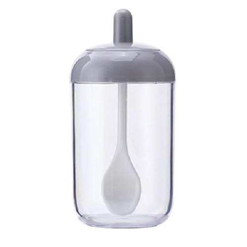 pipisweet Juego de 3 tarros de especias con tapa y cuchara, latas de plástico para condimentos de hierbas, contenedor de almacenamiento de sal, caja de sellado, latas de condimentos de pimienta