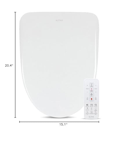 Image of ALPHA BIDET UXA Pearl Auto Bidet Toilet Seat in Elongated White | Endless Warm Water | Automatic Lid and Seat | Arced Stainless Steel Nozzle | LED Nightlight | Dryer | Deodorizer | 3 Year Warranty