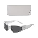 UOPJDD 1 Stück Retro -Sonnenbrille Und 1 Stück Aufbewahrungstasche, Stilvolle Punk -Accessoires, Kreative Sonnenbrille, Kleidungszubehör.