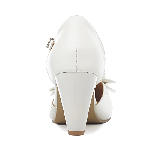 Shinelly Women Rockabilly Sweet T-Strap Cone Heel Mary Janes Adorable Round Toe Pumps with Bows3