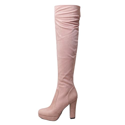 Bottes de robe à talons de 10cm chunky faciles à enfiler grâce au zip