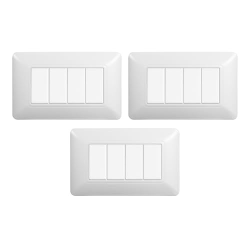 Gloca Set Placche Plastica Compatibili Matix (3 Pezzi Bianco, 4 Posti)