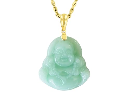 Smiling Laughing Buddha Green Jade Pendant Cute Necklace Rope Chain Genuine Certified Grade A Jadeite Jade Hand Crafted, Jade Neckalce, 14k Gold Filled Buddha necklace, Jade Medallion