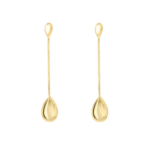 Lucchetta   Pendientes de Oro 18k Largos Elegantes   Amarillo   Pendientes para Mujer Chica Niña