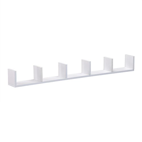 Seaside Floating Wall Shelf - Sectionalized Storage - White Finish