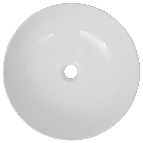 Lavabo redondo de cerámica blanca de alta gama Mangloder acabado esmaltado 3