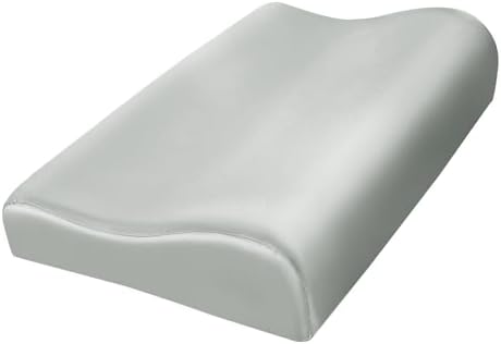 HOMBYS Satin Pillow Case for Contoured Support - Zippered Pillow Cover for Neck - Silky, Smooth and Breathable, 20"x12.5"x4", Silver Grey