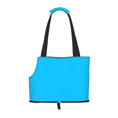 Solid Color Light Blue Pet Tote Bag - Waterproof and Wear-Resistant Portable Shoulder Bag for Small Dogs and Puppies