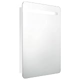 HFXHIJXQ Armadietto a specchio con LED, moderno, bianco, 60 x 11 x 80 cm, con porta a chiusura ammortizzata e 2 ripiani, per bagno e WC degli ospiti