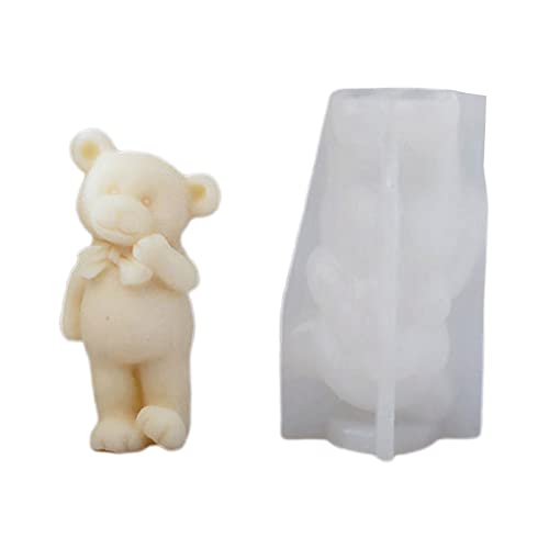 Molde de resina de animales, adornos de escritorio, molde de silicona para hacer moldes de fundición epoxi de oso pequeño