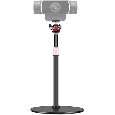 Nycetek Webcam Tripod Stand for Desk: Webcam Stand for Logitech Brio | C920 | C922 - Height & Angle Adjustable Desktop Tripod for Light & 1/4" Thread for Live Streaming | Video Calling Cover
