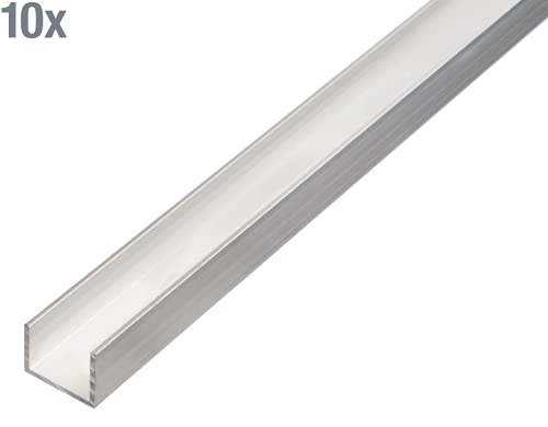 Alberts 497538 U-Profil | Aluminium, natur | 1000 x 10 x 8 mm | 10er Set