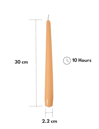 Konische Kerzen, Pfirsichrosa, Durchmesser 2,2 cm, Höhe 30 cm, 12 Stück