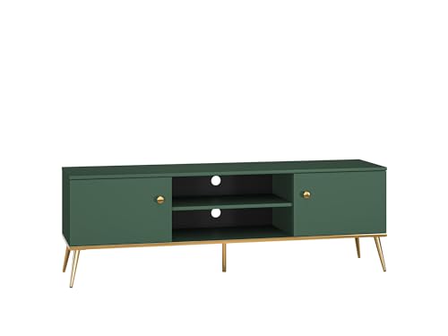 FURNLUX Mueble TV Fort verde y dorado