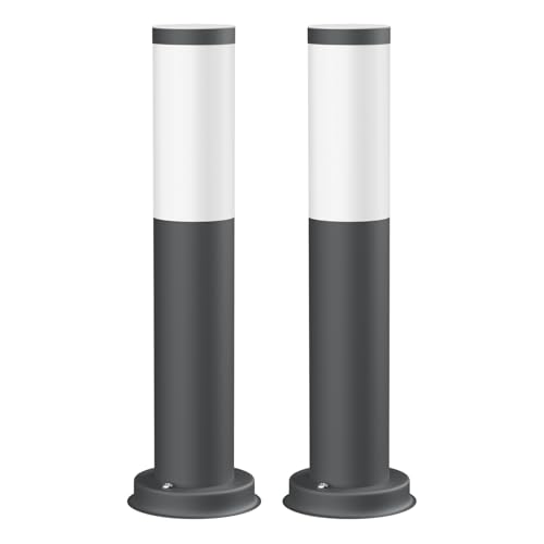 ledscom.de 2 Stück Wegelicht/Pollerleuchte PORU für außen, IP44, 39 cm, anthrazit, 1x E27 max. 40W