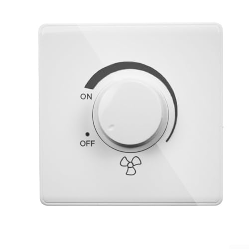 Regulador de velocidad del ventilador 86 tipo interruptor de perilla eléctrico para ventiladores de techo, panel de plástico PC de estructura integrada, montado sin instalación oculta