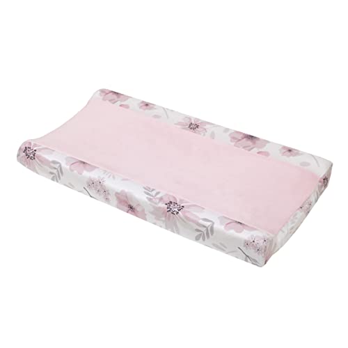 NoJo Little Love Beautiful Blooms Pink, White, and Grey Floral Super Soft Changing Pad Cover