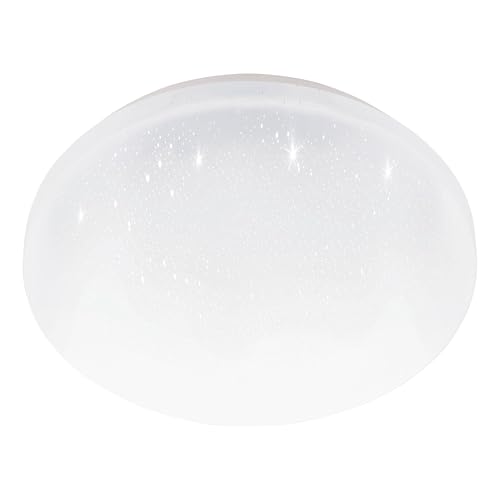 Eglo Plafón LED POGLIOLA-S, diámetro 26 cm, aplique de pared, con efecto de cristal de acero y plástico, lámpara de sala de estar, lámpara de cocina y de despacho, lámpara para techo del pasillo